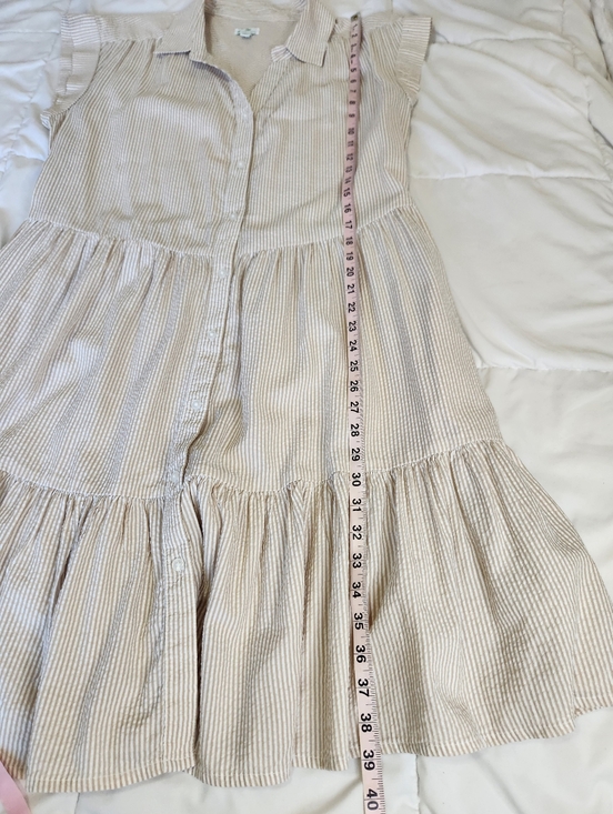 Dip Striped Tiered Buttondown Shirtdress Pockets Organic Cotton Modal Womens XL - Picture 5 of 9